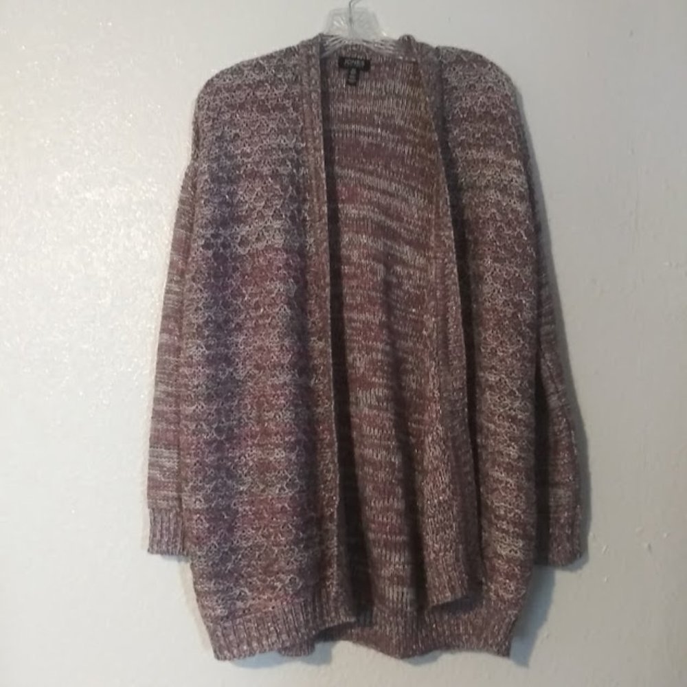 Jones New York women's size s purple, white, gray and silver cardigan sweater